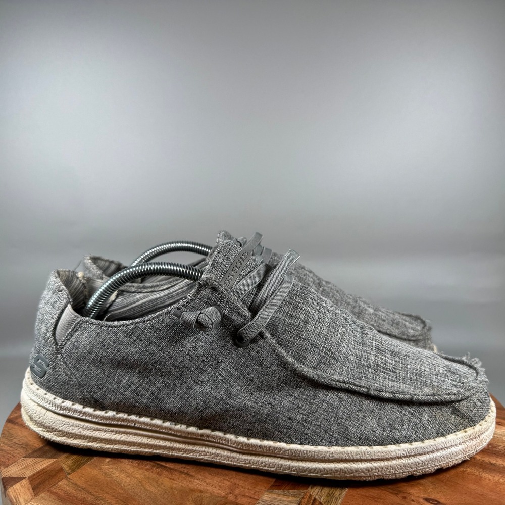 Skechers Mens 210101 Relaxed Fit Gray Textile Moc Toe Slip On Shoes Size 10.5